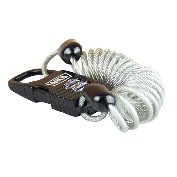 Bezpečnostní visací zámek Cipher Lock pro koloběžku skateboard longboard NKD XtremeSecure Cable Lock Black and Silver 70 cm