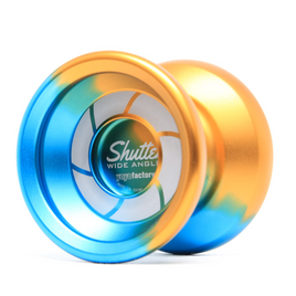 Kovové yoyo pro pokročilé YoYoFactory Shutter Wide Angle Splash Orange and Turquoise