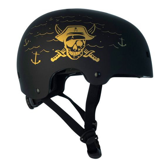 NKX Brain Saver Skateboardová helma Black and Gold Pirate