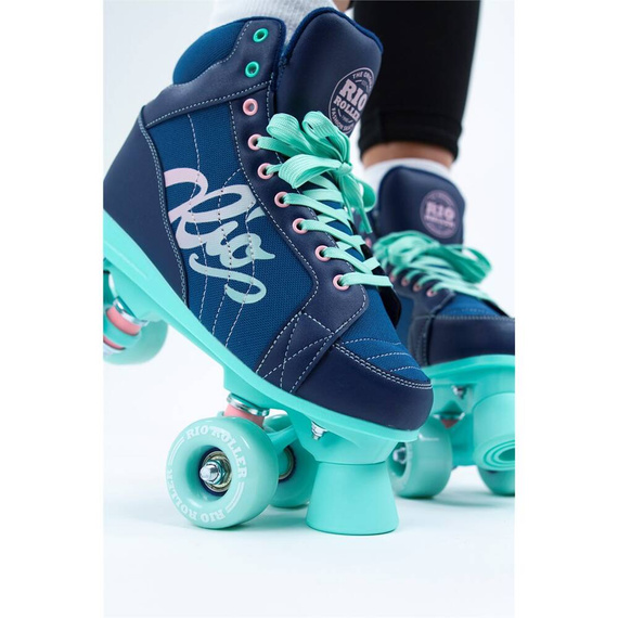 RIO ROLLER LUMINA QUAD SKATES Navy-Mint brusle