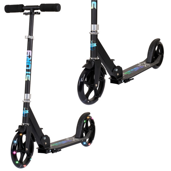 Přepravní koloběžka s velkými koly Story Urban GO! Černá LED dioda