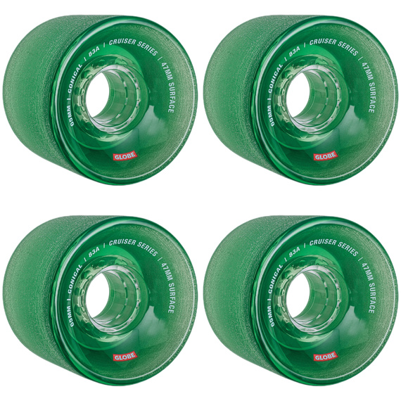 Kółka do deskorolki cruiser i longboardu GLOBE Conical Cruiser Wheels Clear Forest Zielony 65 mm 