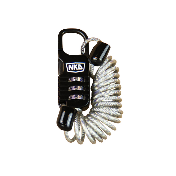 Bezpečnostní visací zámek Cipher Lock pro koloběžku skateboard longboard NKD XtremeSecure Cable Lock Black and Silver 70 cm