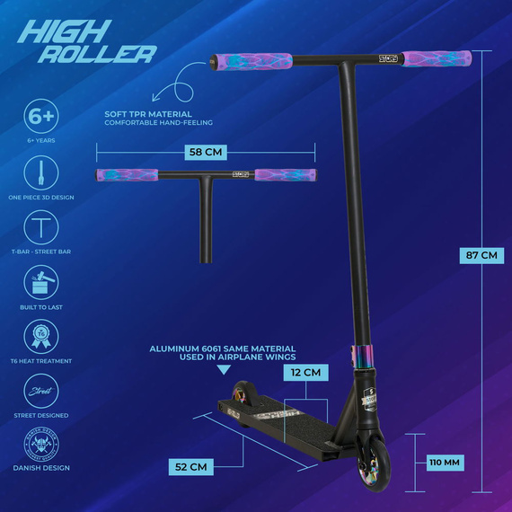 Story High Roller Street stunt scooter Černá a duhová 87 cm
