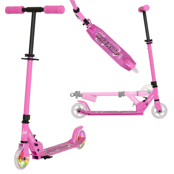 Hulajnoga Miejska Transportowa dla dzieci i młodzieży Story Wild Kids Różowy LED wys. 73–85 cm
