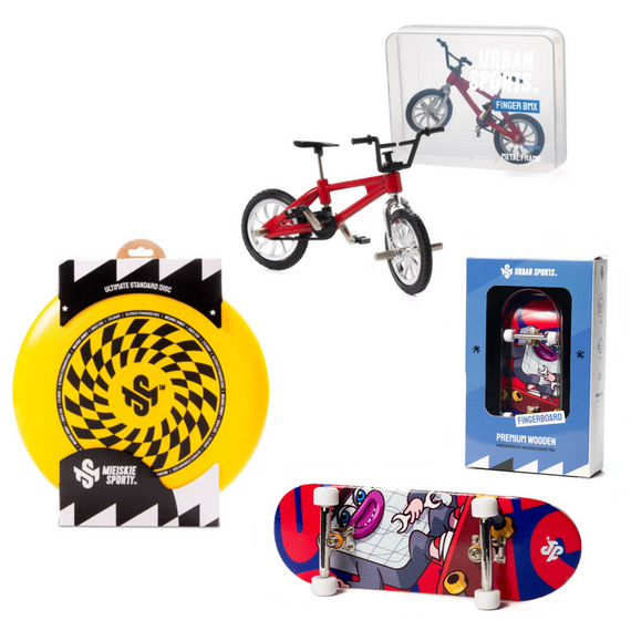 Sada Skill Toy Supreme: Kendama Krom Pop, YoyoFactory Arrow, Footbag, Frisbee, Fingerboard, Finger BMX