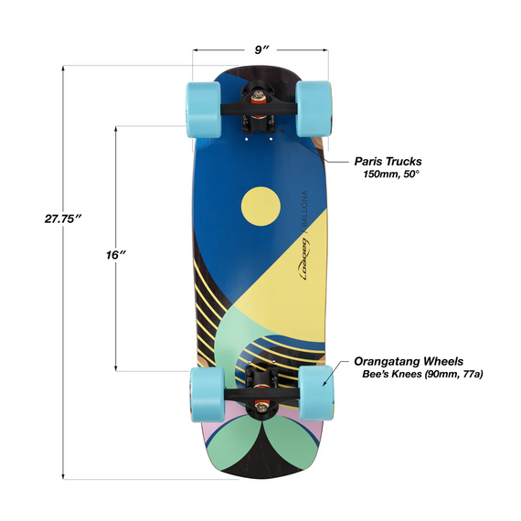 Skateboard Cruiser Loaded Ballona Rumble Bee Cruiser Complete Willy 27.75″