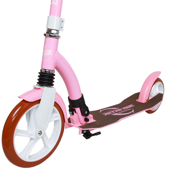 Městská koloběžka s předním odpružením Story Retro Ride Pink and White