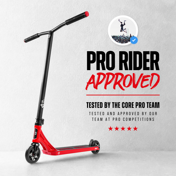 CORE CD1 Kompletní kaskadérská koloběžka červená/černá wys. 81 cm