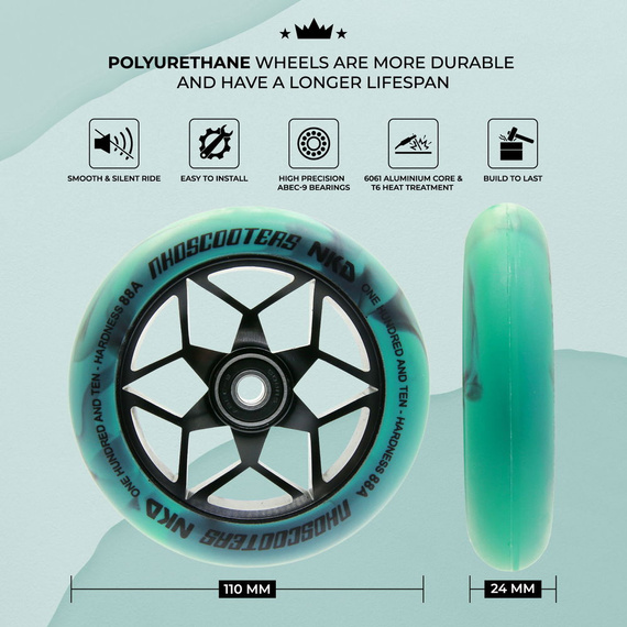 NKD Goat Stunt Scooter Wheels Black-Mint 110 mm