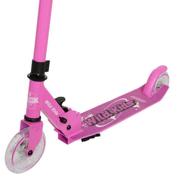 Městská koloběžka pro děti a mládež Story Wild Kids Pink LED wys. 73-85 cm