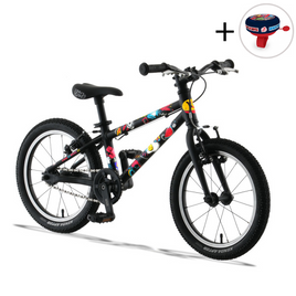 KUbikes 16L Superlight Kids Bike Black Comic Book