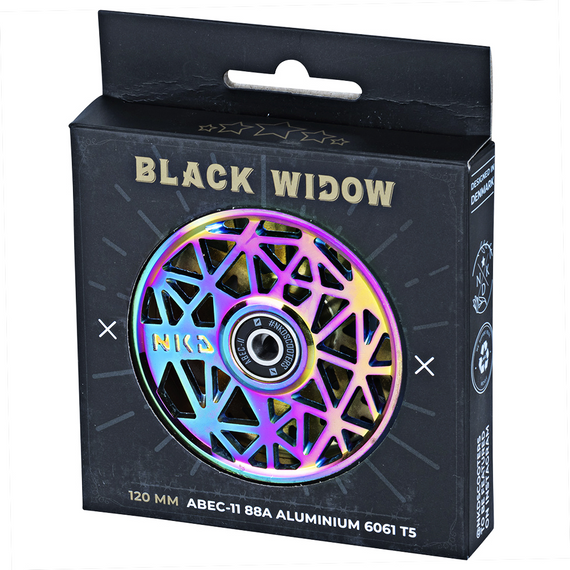 Kolečko pro koloběžku NKD Black Widow Blue and Rainbow 120 mm