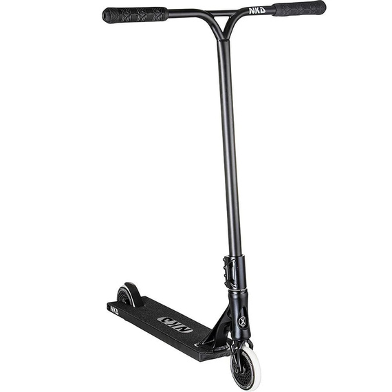 Výkonnostní koloběžka Velká hliníková lehká široká řídítka a platforma NKD Extreme Black wys. 91 cm