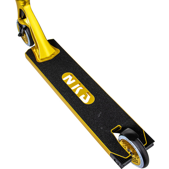 Výkonnostní koloběžka Velká hliníková lehká široká platforma NKD Turbine Bull Gold Gold Výška 87 cm