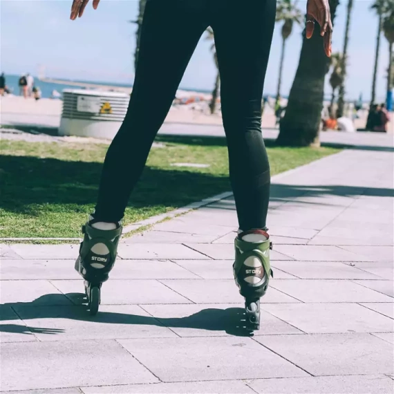 Univerzální kolečkové brusle Inline STORY Trust Army Green