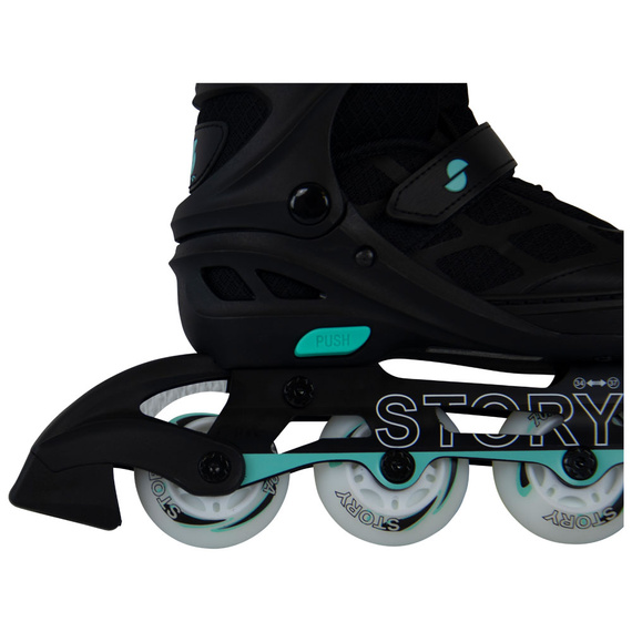 Story Midnight Nastavitelné inline brusle Black-Mint LED