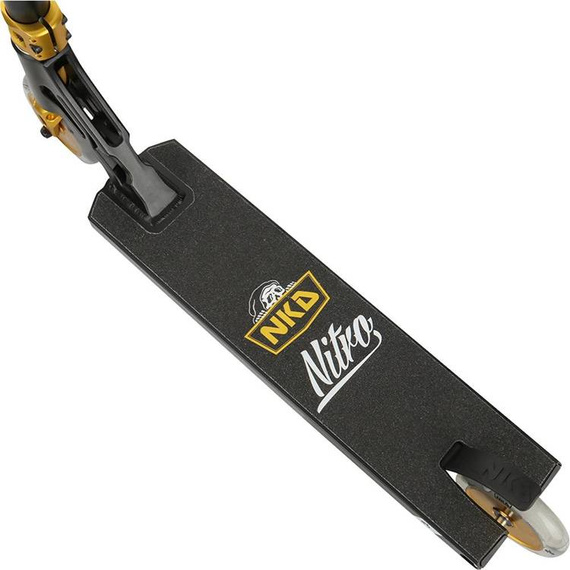 Vysoce výkonná hliníková koloběžka Lehká velká kvalitní široká plošina a řídítka 91 cm NKD Nitro Street Black Gold