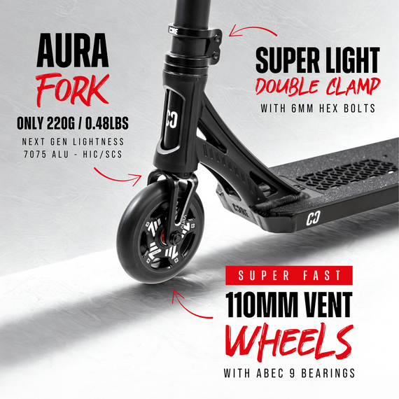 CORE CD1 Kompletní kaskadérská koloběžka červená/černá wys. 81 cm