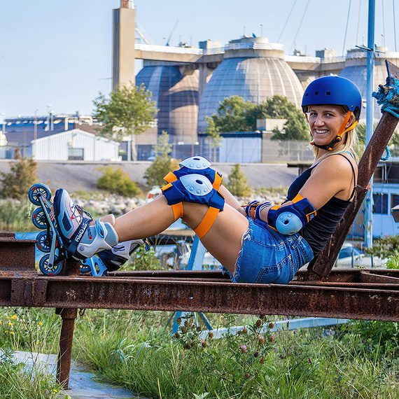 NKX Brain Saver skateboardová helma námořnická modrá a oranžová