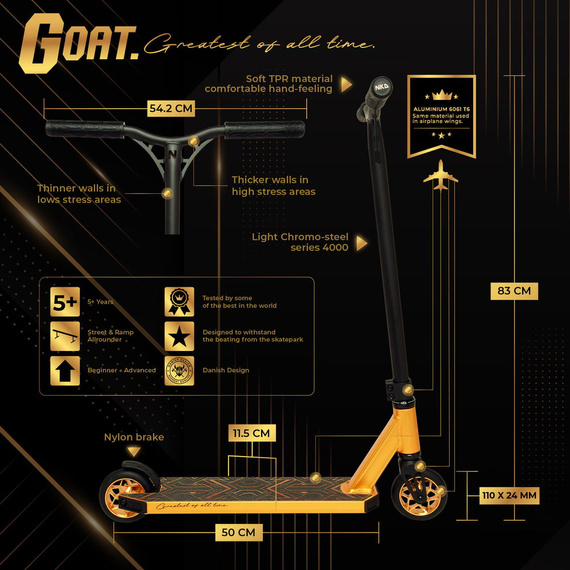 NKD GOAT Stunt scooter Zlaté výšky. 83 cm