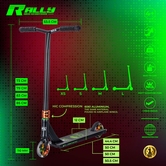 Vysoce výkonný skútr NKD Rally V4 Rasta. 79 cm