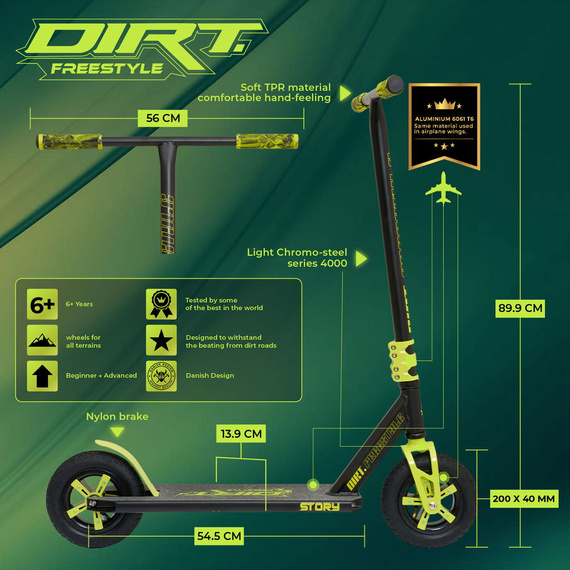 Off-road Story Dirt Freestyle Scooter Černo-žlutá 89,9 cm