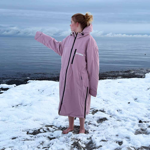 Pončo Poncho Jacket Story Change Robe Rose Tinted Pink