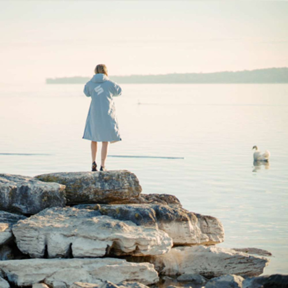 Pončo Poncho Jacket Story Change Robe Baby Blue Světle modrá