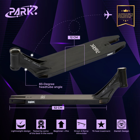 Plošina pro NKD Park Stunt Scooter Deck Black 520 mm