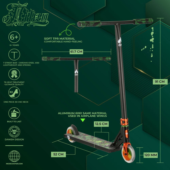 Vysoce výkonný skútr NKD Nitro Street Rasta. 91 cm