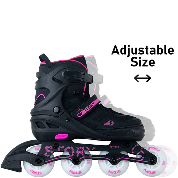 Story Fusion Nastavitelné inline brusle Pink LED