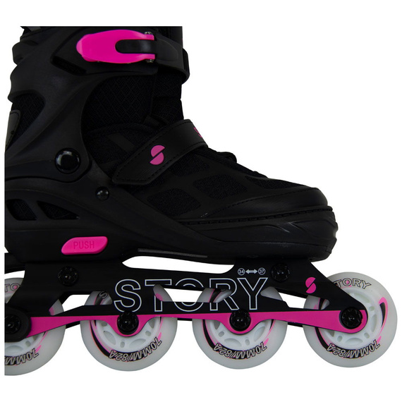 Story Midnight Nastavitelné inline brusle Černá a růžová LED dioda