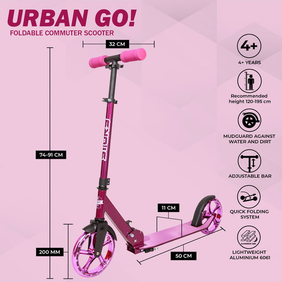 Hulajnoga Transportowa z dużymi kołami Story Urban GO! Fioletowy