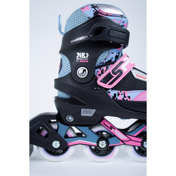 Dětské nastavitelné inline brusle SFR Pixel Blue-Pink