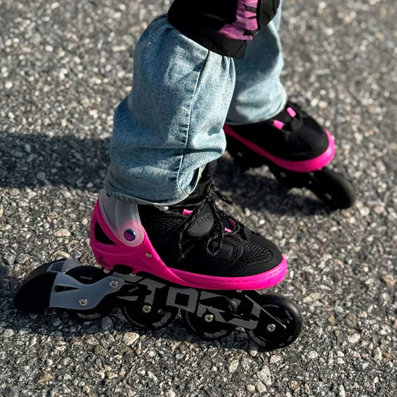 Rolki regulowane Story Motion Adjustable Inline Skates Czarno-Różowo-Czarny