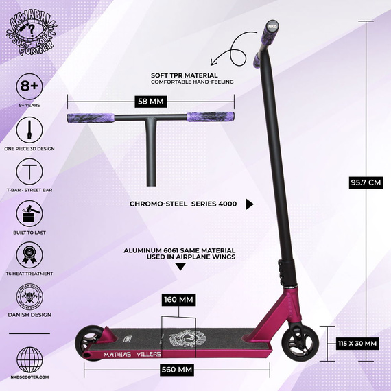 NKD MV PRO Signature Stunt Scooter Purple 95,7 cm