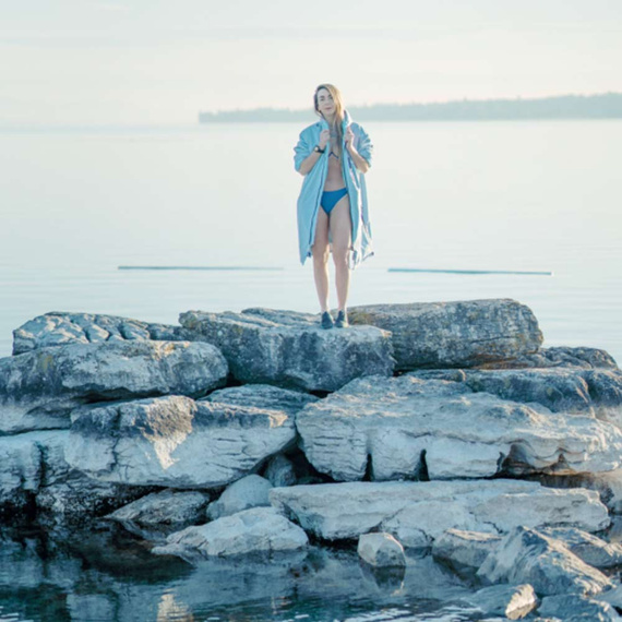 Pončo Poncho Jacket Story Change Robe Baby Blue Světle modrá