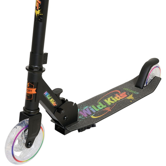 Hulajnoga Miejska Transportowa dla dzieci i młodzieży Story Wild Kids Czarny LED wys. 73–85 cm