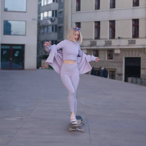 Longboard pro tanečníky NKX Geometric Olive Pink 112 cm