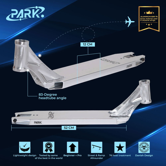 NKD Park Stunt Scooter Deck Silver 520 mm