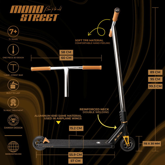 Výkonný skútr NKD Mono Black/Brown wys. 95 cm