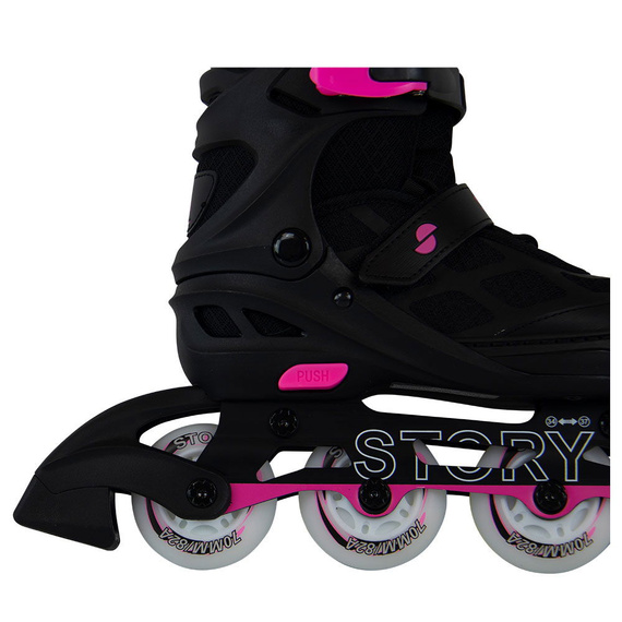 Story Midnight Nastavitelné inline brusle Černá a růžová LED dioda