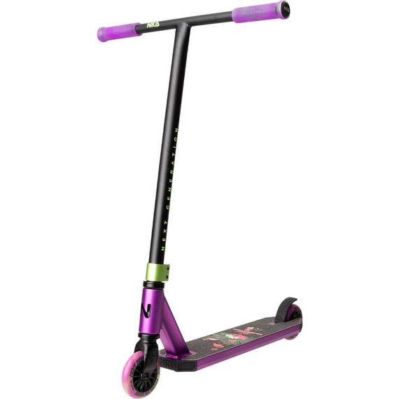 Hulajnoga Wyczynowa Aluminiowa Lekka dla młodych riderów NKD Next Generation Czarno-Fioletowy wys. 79,4 cm