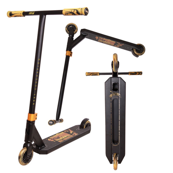 Hulajnoga Wyczynowa Aluminiowa Lekka dla młodych riderów NKD Next Generation Czarno-Złoty wys. 79,4 cm
