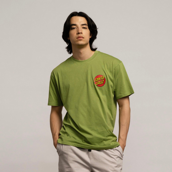 SANTA CRUZ Klasické tričko s puntíky na hrudi Green Apple