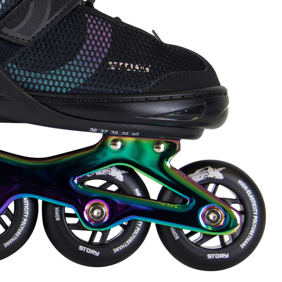 Story Motion Nastavitelné inline brusle Black and Rainbow