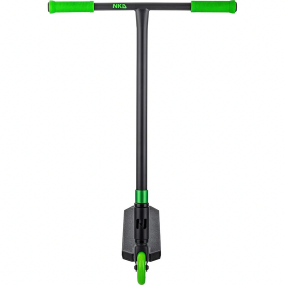 Zeleno-černá vysoce výkonná hliníková koloběžka nové generace NKD pro mladé jezdce. 79,4 cm