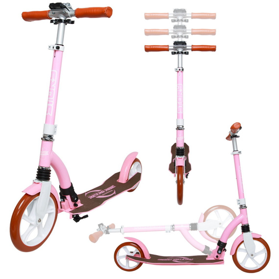 Městská koloběžka s předním odpružením Story Retro Ride Pink and White