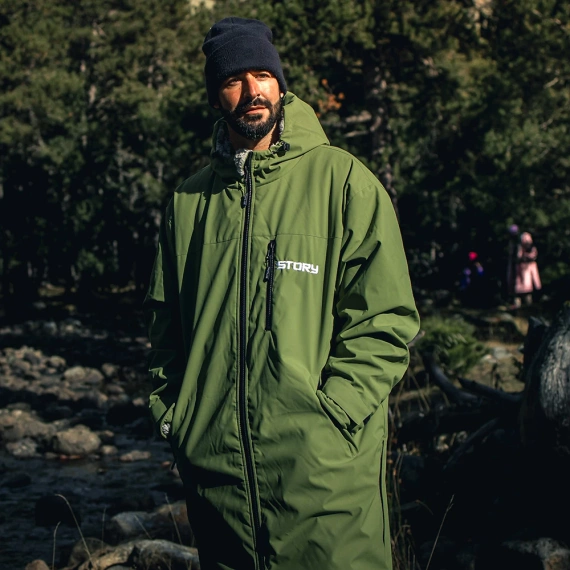 Pončo Poncho Jacket Story Change Robe Olive